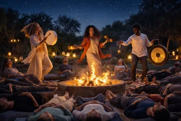 Outdoor sound bath for nervous system settling
